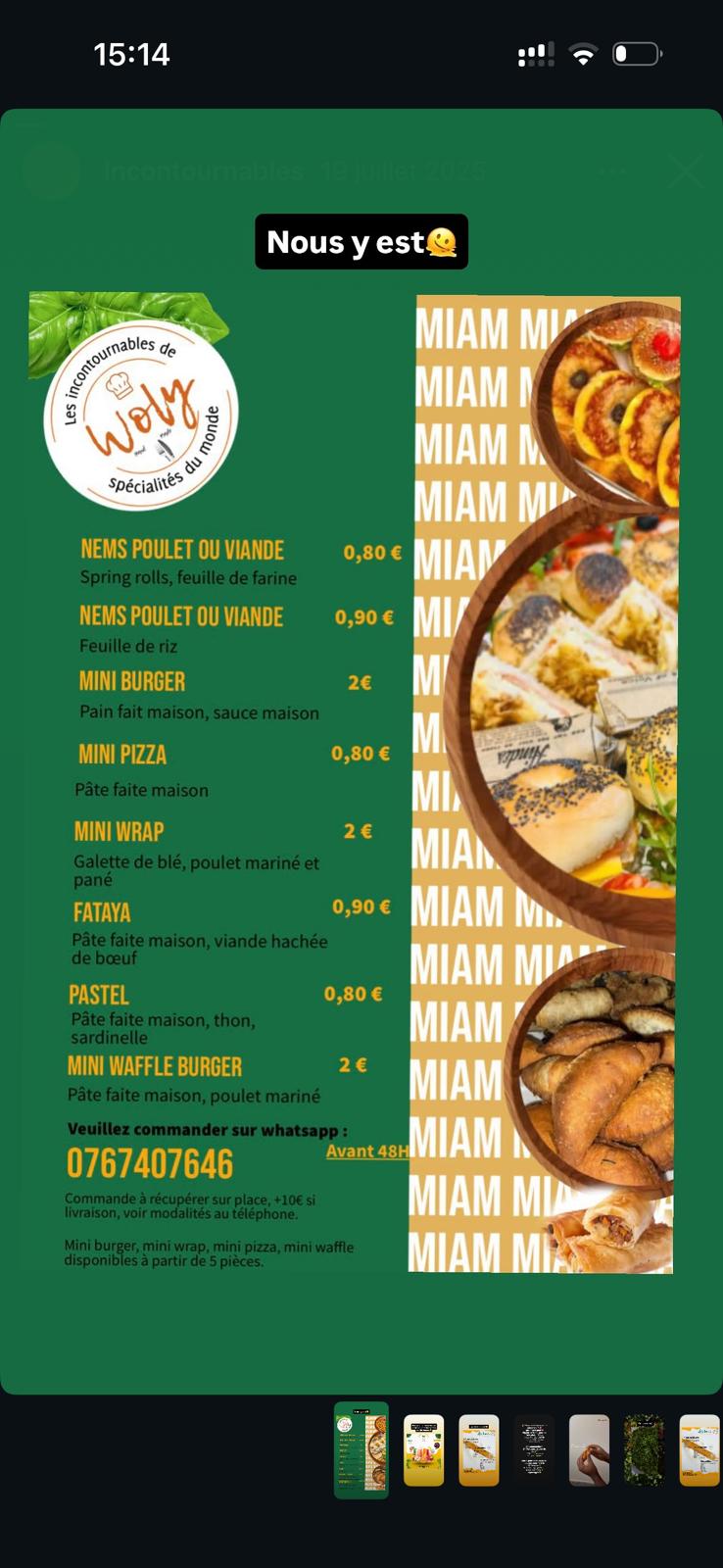 Menu Les Incontournables de Woly
